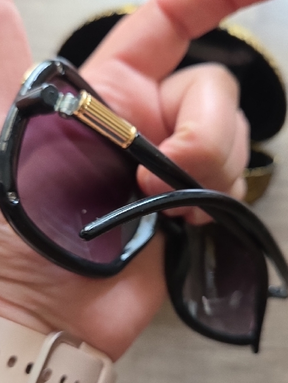 Joan Boyce Black Sunglasses with Gold Accents - Picture 5 of 7